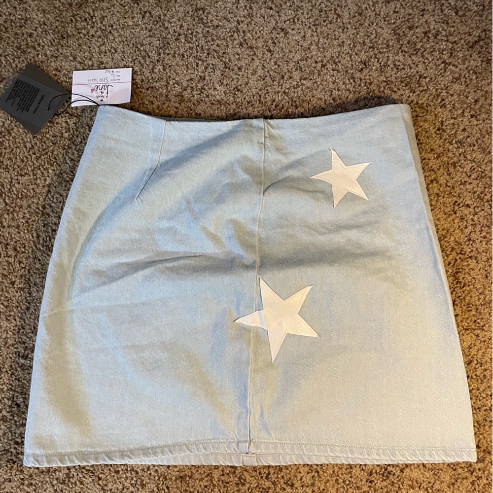 Denim Skirt with Stars